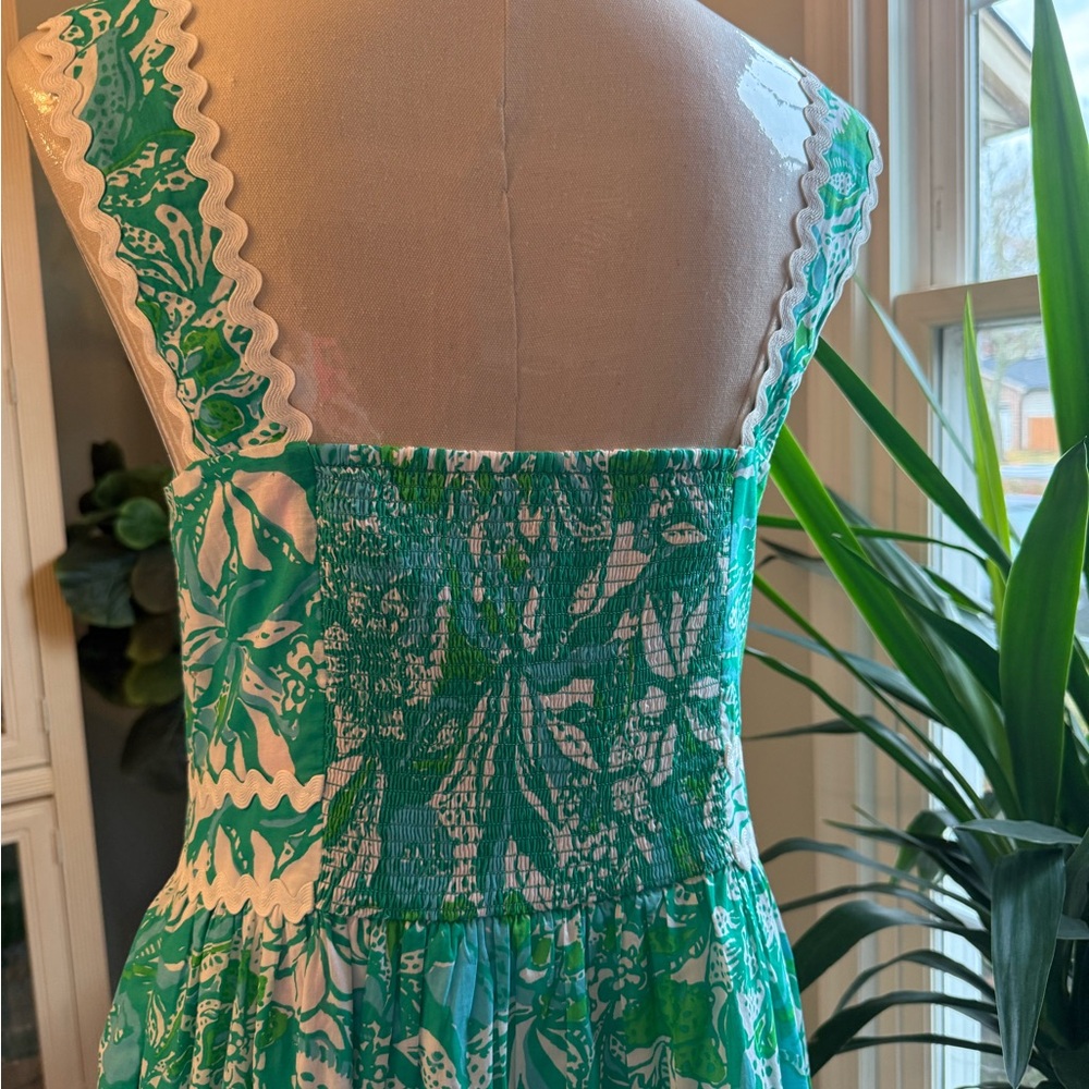 Lilly Pulitzer Midi Dress Botanical Green Safari Sangria - Picture 5 of 7